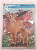 Vintage 1977 The Rainbow Works Cow & Calf Frame Tray Puzzle