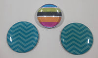 Colorful Striped 1" Diameter and Zig Zag Pattern 1 1/4" Diameter Fridge Magnets Set of 3