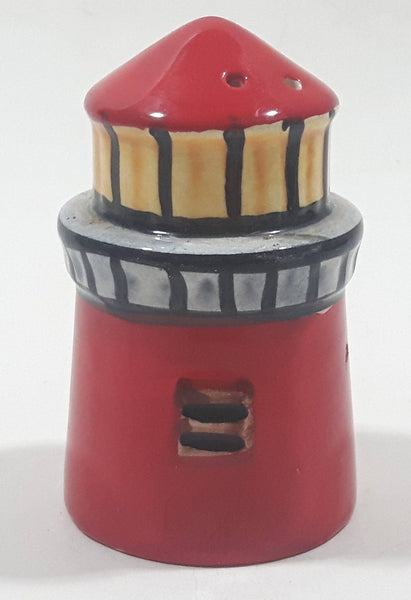 Hand Painted Red Lighthouse 2 5/8" Tall Ceramic Salt or Pepper Shaker Single