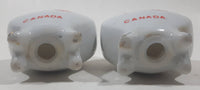 I Love Canada Heart Shaped Footed White 2 1/4" Tall Ceramic Salt and Pepper Shaker Set