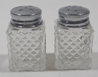 Vintage Nova Scotia Metal Top Clear Glass Small 1 3/4" Tall Salt and Pepper Shaker Set
