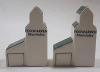 Vintage Foxwarren Manitoba Grain Elevator Shaped Ceramic 3 1/2" Tall Salt and Pepper Shaker Set