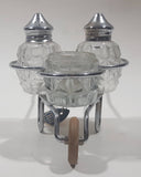 Vintage Celtic Brand Metal Cart Holder 6 1/2" Salt and Pepper Shaker Set with Sugar Jar