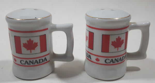 Canada Flag Themed Ceramic 6 1/2" Tall Salt and Pepper Shaker Set