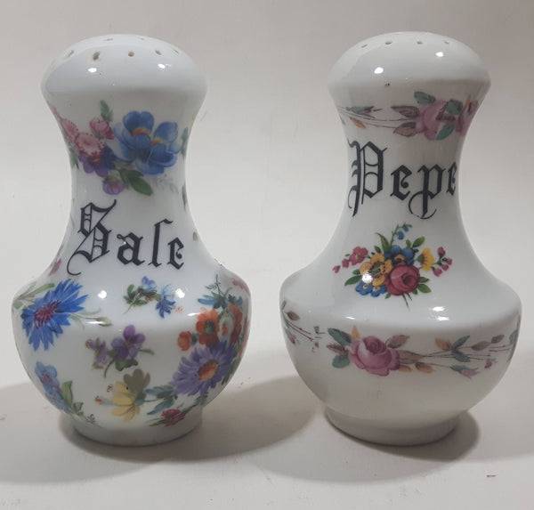 Vintage Sale Pepe Colorful Flower Themed Ceramic 4 1/4" Tall Salt and Pepper Shaker Set