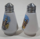 Vintage Houses of Parliament Tower of London & Tower Bridge Milk Glass 2 7/8" Tall Salt and Pepper Shaker Set