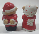 Vintage Teddy Bear Santa Claus and Mrs Claus Ceramic 3 1/2" Tall Salt and Pepper Shaker Set