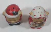 Vintage Teddy Bear Santa Claus and Mrs Claus Ceramic 3 1/2" Tall Salt and Pepper Shaker Set
