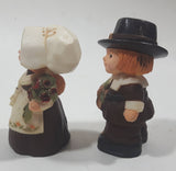 Vintage Hallmark Cards Thanksgiving Pilgrims Man and Woman Plastic 3 1/4" Tall Salt and Pepper Shaker Set