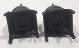 Vintage Black Pot Belly Cook Stove Shaped Plastic 3 3/4" Tall Salt and Pepper Shaker Set Made in Hong Kong