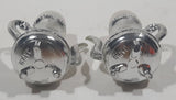 Vintage Astrodome Teapot Shaped Silver Metal 1 3/4" Tall Salt and Pepper Shaker Set with Tray