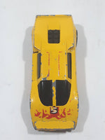 Vintage 1985 Hot Wheels Crack-Ups Exotic (side crash) Side Banger Yellow Die Cast Toy Muscle Car Vehicle Hong Kong
