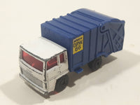 Vintage 1979 Lesney Matchbox Superfast No. 36 Colectomatic Refuse Truck White and Blue Garbage Pickup Die Cast Toy Car Vehicle with Sliding Compactor