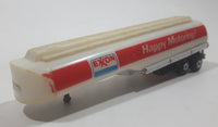 Vintage Yatming Exxon Happy Motoring! Semi Gas Petrol Tanker Trailer White and Red Die Cast Toy Car Vehicle Made in Hong Kong