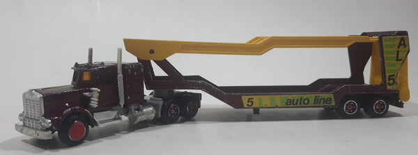 Vintage Majorette Kenworth Auto Hauler Transport Trailer Auto Line 5 Dark Red Maroon 1/87 Scale Die Cast Toy Car Vehicle