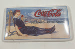 1989 Drink Coca Cola Delicious and Refreshing Woman on Beach 1 3/4" x 3 1/4" Ceramic Fridge Magnet Repaired