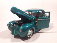 ERTL American Muscle Street Rods 1940 Ford Coupe Teal Green 1/18 Scale Die Cast Toy Car Vehicle with Opening Hood and Doors Missing Side Mirrors