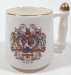 Vintage 1981 July 29th HRH Prince Charles and Lady Diana Spencer To Commemorate Their Marriage Ich Dien 3 1/2" Tall Ceramic Coffee Mug Cup