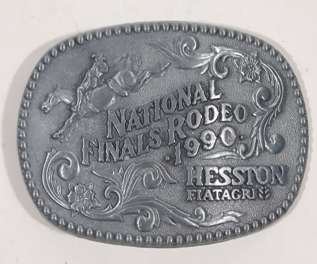 Vintage 1990 NFR National Finals Rodeo Hesston Fiatagri Metal Belt Buc ...