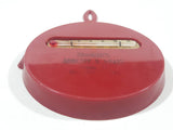 Vintage Granger's Grocery & Meat Domremy Saskatchewan Red Frying Pan Shaped 4" x 5 1/2" Plastic Advertising Thermometer
