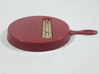 Vintage Granger's Grocery & Meat Domremy Saskatchewan Red Frying Pan Shaped 4" x 5 1/2" Plastic Advertising Thermometer