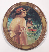 Vintage 1976 Reproduction of 1916 Coca Cola World War 1 Girl Advertisement 10 1/2" x 12 3/4" Oval Shaped Tin Metal Beverage Serving Tray