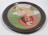 Vintage 1977 Reproduction of 1938 Coca Cola Calendar Girl Advertisement 10 1/2" x 12 3/4" Oval Shaped Tin Metal Beverage Serving Tray