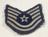 Vintage U.S. Air Force Technical Sergeant Grey Thread on Dark Blue 3 3/4" x 4" Fabric Patch Badge Insignia