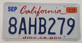2018 California White with Dark Blue Letters Vehicle License Plate 8AHB279