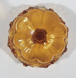 Vintage Fenton Cabbage Rose 6 1/4" Tall Embossed Amber Glass Pedestal Candy Dish