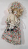 Vintage 10" Tall Doll Holding 5" Tall Small Doll Bendable Wire and Porcelain