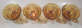 Set of 4 Vintage Indiana Carnival Glass Harvest Leaf Pattern Orange Amber Iridescent Rainbow Punch Bowl Cup