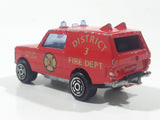 1980s Majorette Range Rover Fire Dept. District 3 Red No. 246 1/60 Scale Die Cast Toy Car Emergency Vehicle w/ Hitch