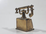 Vintage Miniature Dollhouse Sized 2" Tall Brass Rotary Telephone