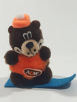 Vintage A&W Root Beer Bear Snowboarding 4" Tall Plush Stuffed Character Hanging Christmas Tree Ornament