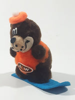 Vintage A&W Root Beer Bear Snowboarding 4" Tall Plush Stuffed Character Hanging Christmas Tree Ornament