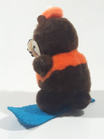 Vintage A&W Root Beer Bear Snowboarding 4" Tall Plush Stuffed Character Hanging Christmas Tree Ornament