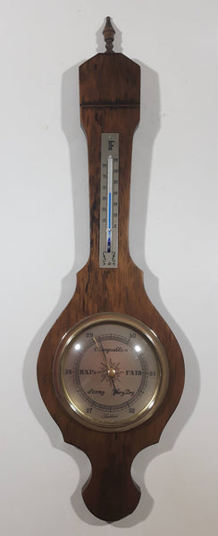 Vintage Tradition Brand Thermometer Barometer Wood Cased Banjo Style Weather Station 54058 Made in Japan