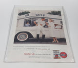 Vintage 1957 September 28th Gulf Pride The World's Finest Motor Oil Woman in White Talking to Man Next to White Studebaker 10 1/2" x 13 5/8" Print Ad