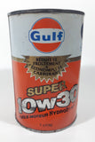 Vintage Gulf Saves Fuel Premium 10w30 Super Hydro Treated 1 Litre Motor Oil Metal Can FULL