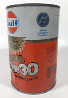 Vintage Gulf Saves Fuel Premium 10w30 Super Hydro Treated 1 Litre Motor Oil Metal Can FULL