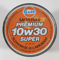 Vintage Gulf Saves Fuel Premium 10w30 Super Hydro Treated 1 Litre Motor Oil Metal Can FULL