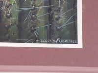 Vintage 1982 Robert Bateman "Young Elf Owl" 8 1/4" x 11 1/4" Art Print in 11 1/4" x 14" Pink Metal Frame No Glass