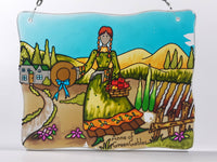 Rare Hard To Find Anne of Green Gables Painted Stained Glass 5 1/4" x 6 5/8" Window Suncatcher