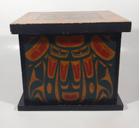 Vintage Clarence A. Wells Aboriginal Art Wood Box with Lid 8" Tall