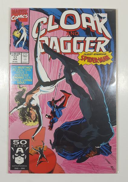 1991 Marvel Comics Cloak and Dagger Guest Starring Spider-Man #17 Comic Book On Board in Bag