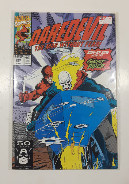 1991 Marvel Comics Daredevil The Man Without Fear! #295 Side-By-Side With The Ghost Rider Comic Book On Board in Bag