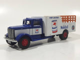 1991 Hartoy AHL American Highway Legends Mobil Oil Mobil Gas Peterbilt 260 Panel Stake Truck Blue and White Die Cast Toy Car Vehicle 5" Long