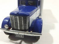 1991 Hartoy AHL American Highway Legends Mobil Oil Mobil Gas Peterbilt 260 Panel Stake Truck Blue and White Die Cast Toy Car Vehicle 5" Long