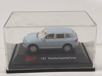 Malibu International Ltd Porsche Cayenne Turbo 1/87 Scale Light Blue Die Cast Toy Car Vehicle in Display Case 2 1/4" Long